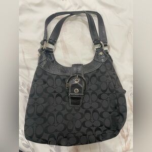 Vintage Y2K Coach Black Signature Shoulder Bag + COA